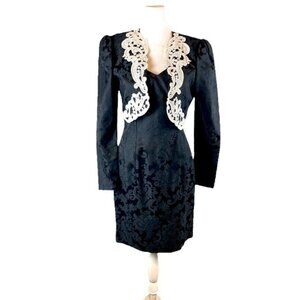 Vintage Scott McClintock 2PC Black Dress & Embroidered Matador Jacket Size 4
